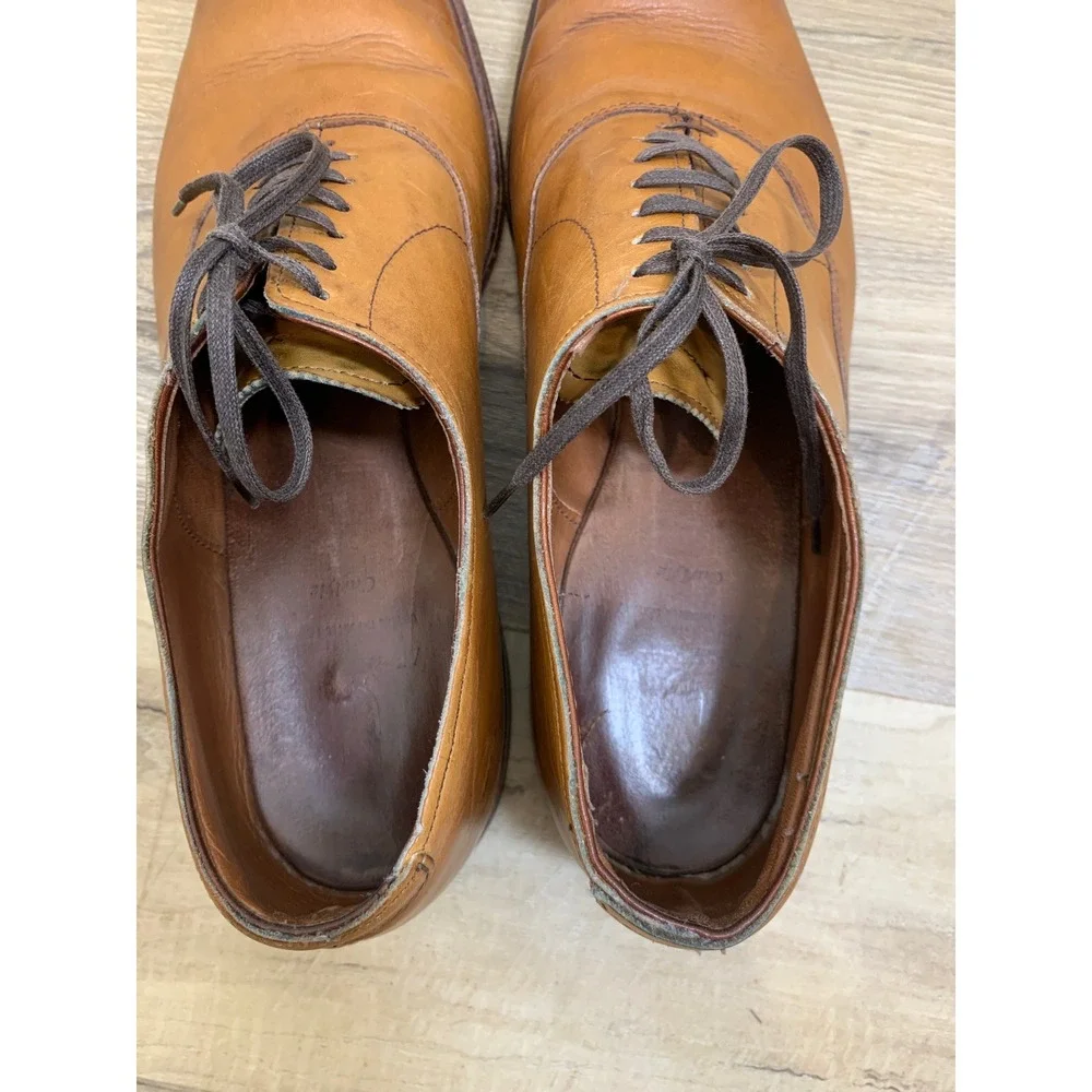 Allen Edmonds 8832 Plain Toe Blucher 11.5D Tan Leather Quiet Luxury Classic Mens